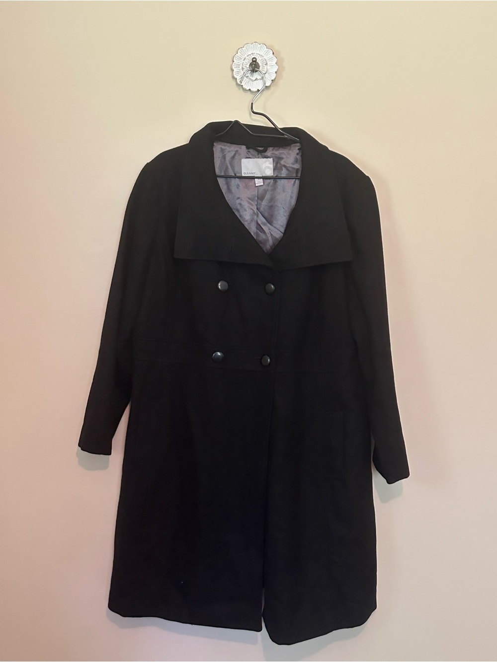 Old Navy Black Double-Breasted Trench Coat